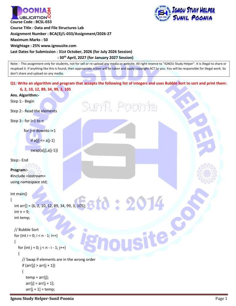 BCSL-033 solved assignment 2026-27 download