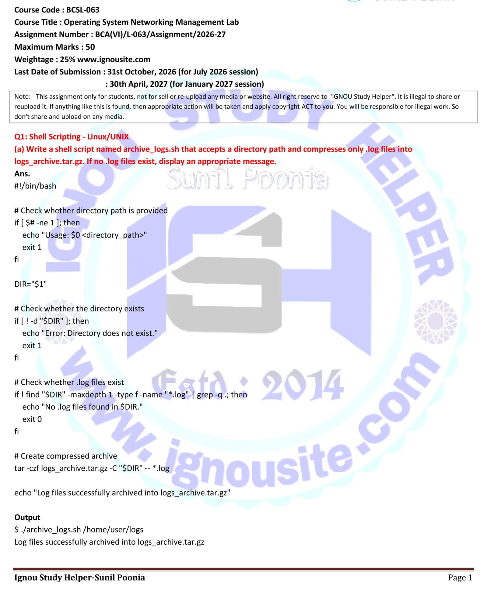 BCSL-063 solved assignment 2026-27 free download