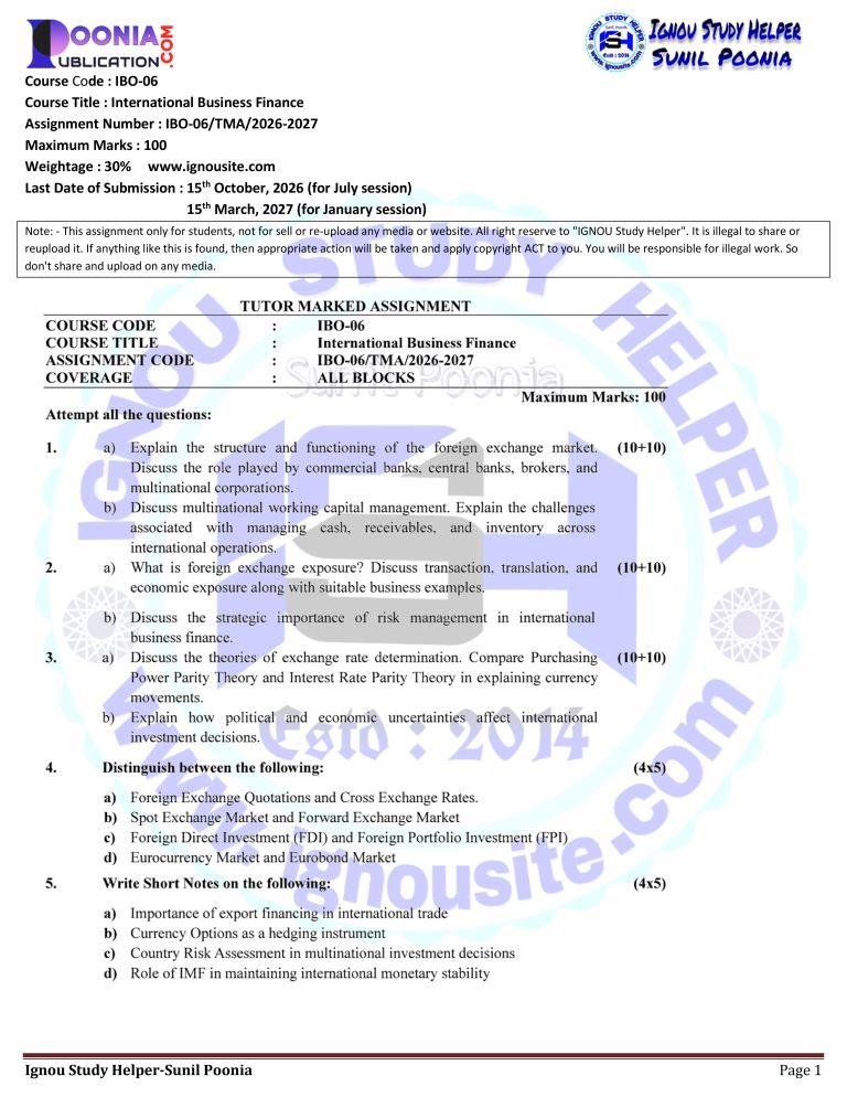 IBO-06 (ENG.) solved assignment 2026-27